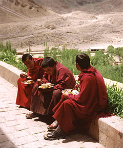 Monks eating