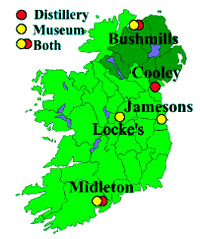 Cartina delle distillerie irlandesi